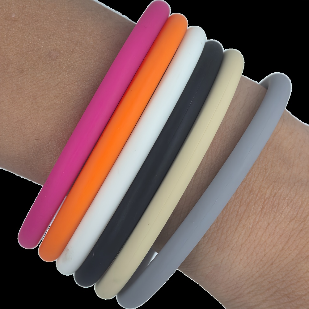 1pc Round Silicone Bracelet Seamless Half Round Style Couple Bracelets Stylish